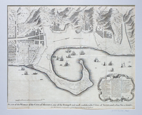 Pianta della Città di Messina, Incisione Originale 1740